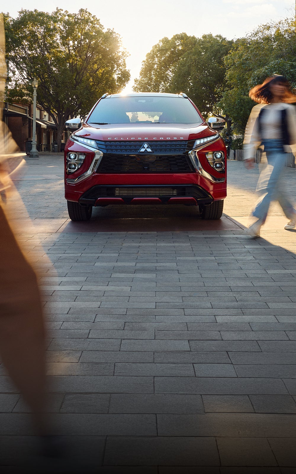 Front view of a red 2026 Mitsubishi Eclipse Cross compact SUV