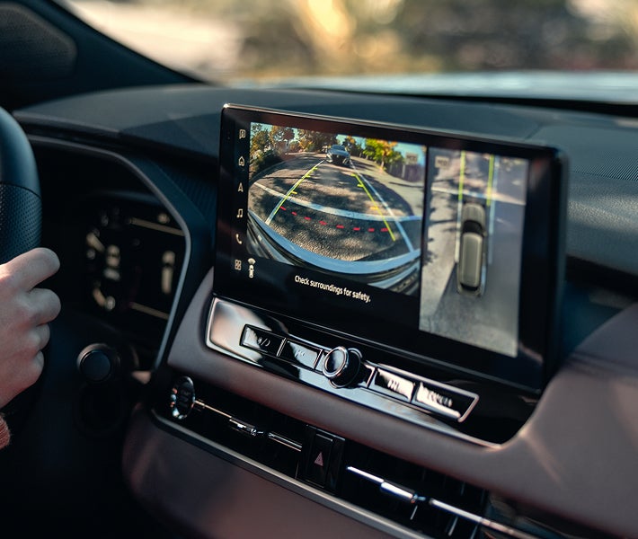 Close up on the display for the 2026 Mitsubishi Outlander SUV multi view camera system