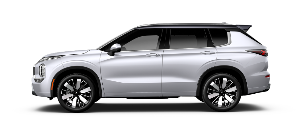 Side profile of a 2026 Mitsubishi Outlander SUV on a white background