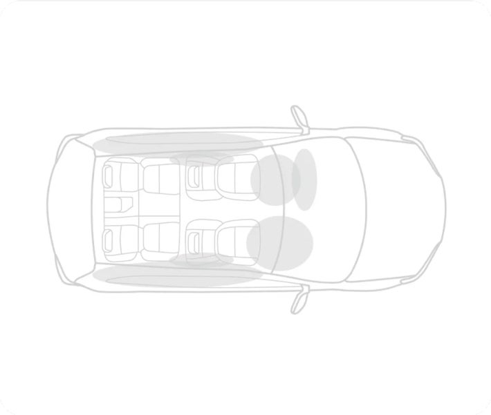 Overhead sketch of airbag layout in the 2026 Mitsubishi Outlander Sport SUV